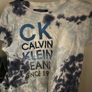 Calvin Klein Jeans Blue and White Tee